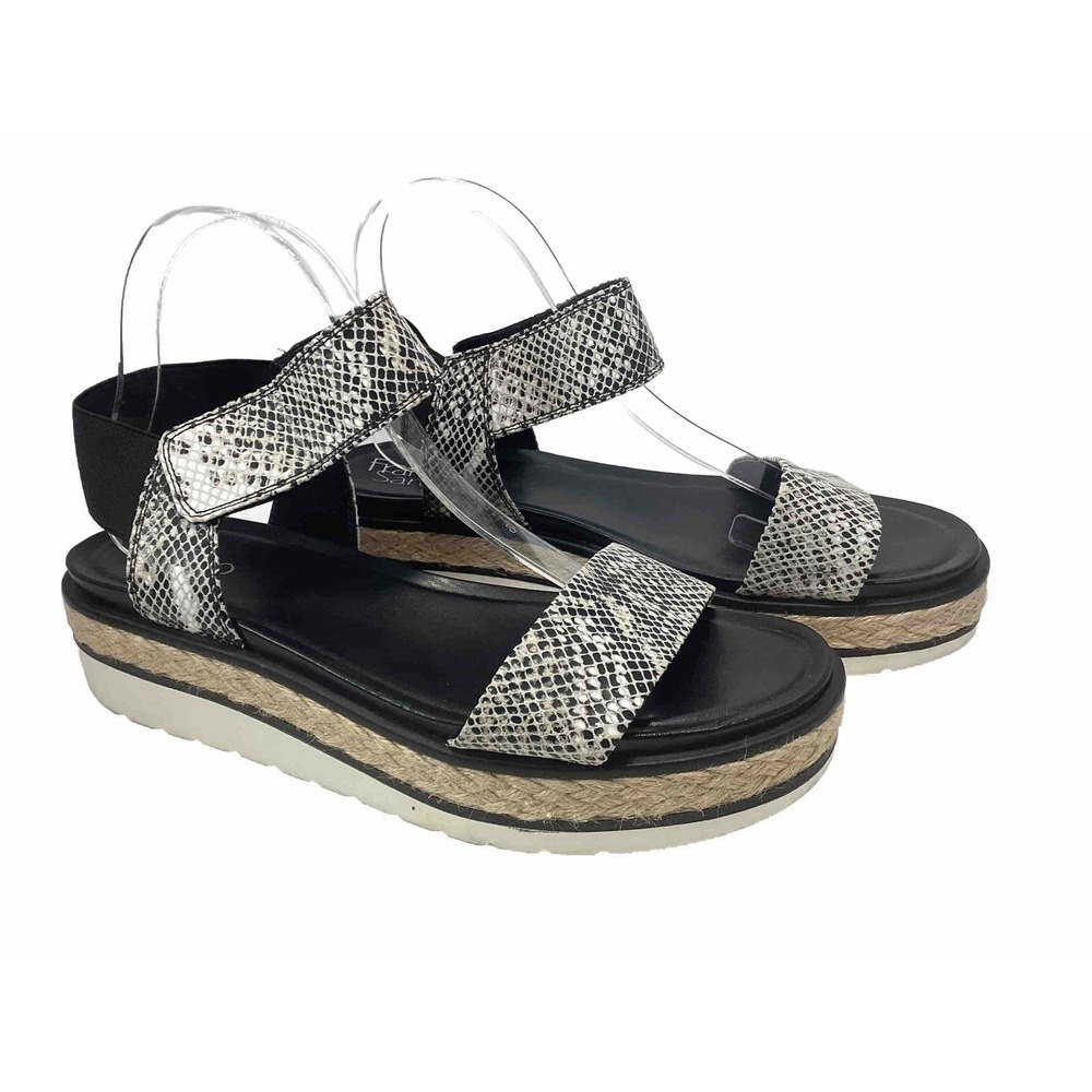 Franco Sarto Chiara Platform Sandal Black Snakeskin Ankle Strap Sandals  9.5